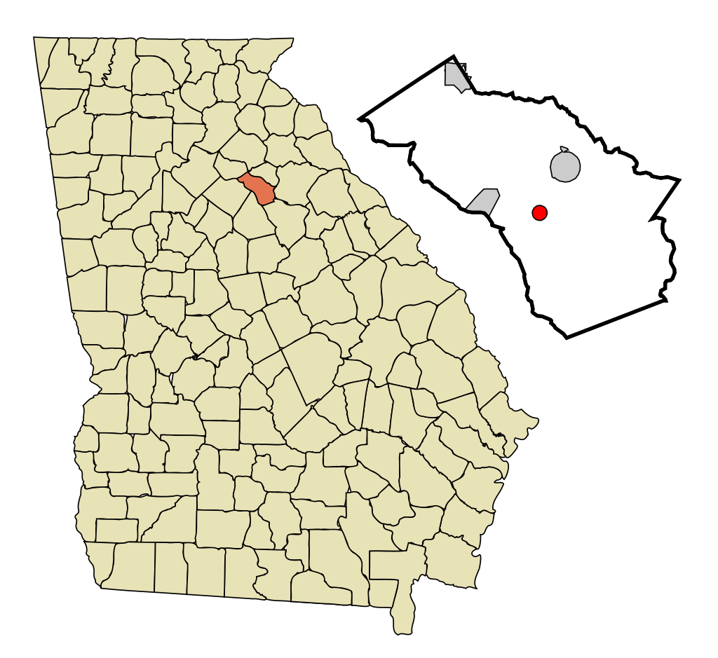 Map of Bishop, Georgia highlighting local service areas.