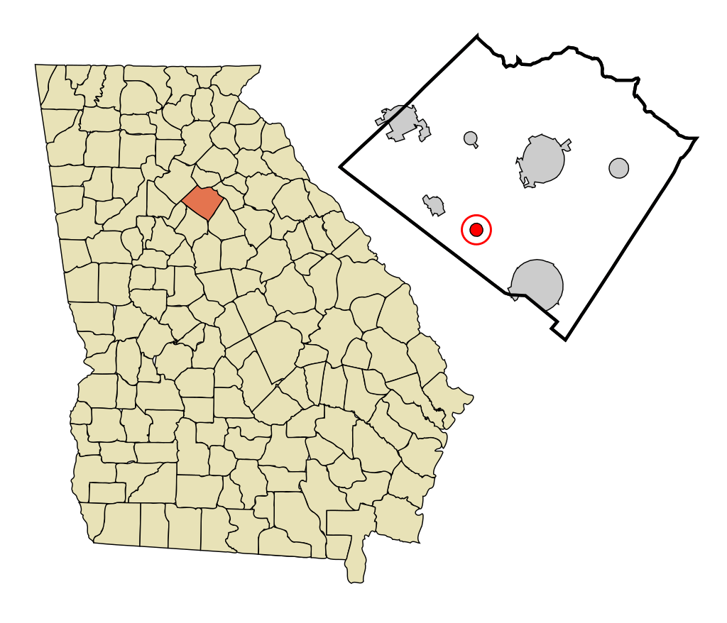 Map of Jersey, Georgia highlighting local service areas.