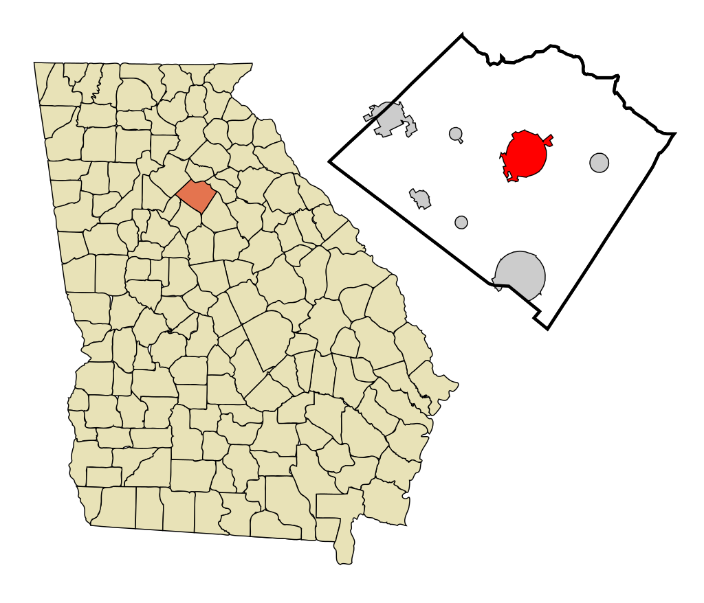 Map of Monroe, Georgia highlighting local service areas.