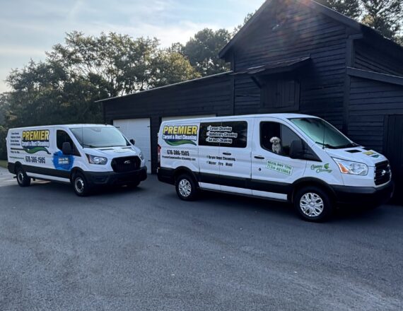 vans-2025 Premier Carpet & Duct Cleaning service vans in Georgia for carpet, duct, and tile cleaning.